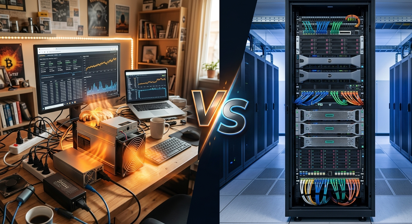 Mining-Hosting vs. zu Hause minen: Was lohnt sich für wen?