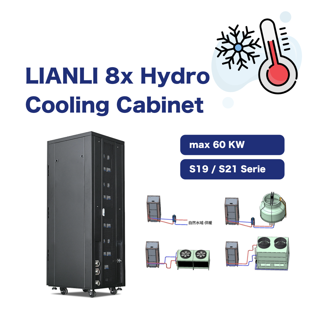 Lianli  Hydro Cabinet für 8 ASIC Geräte (S19 Hydro oder S21 Hydro)